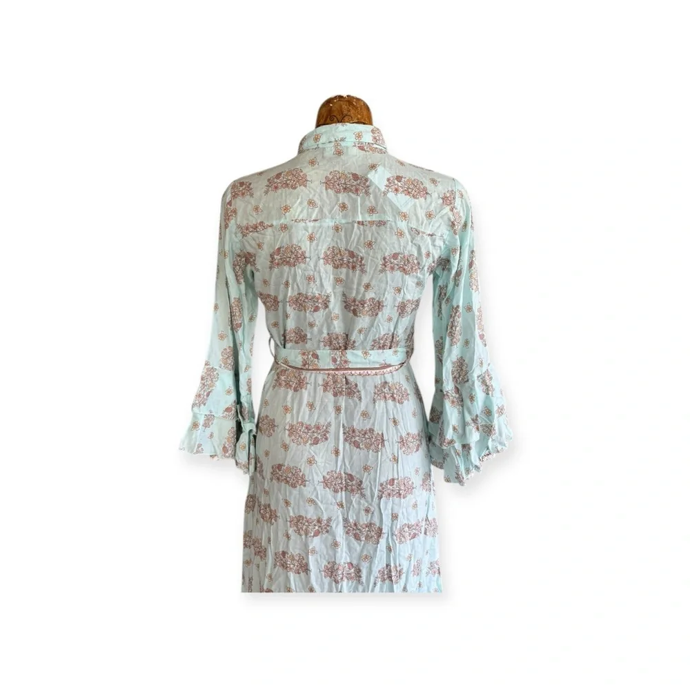 AURA maxi dress blue cream chic floral pastels - Picture 7 of 13
